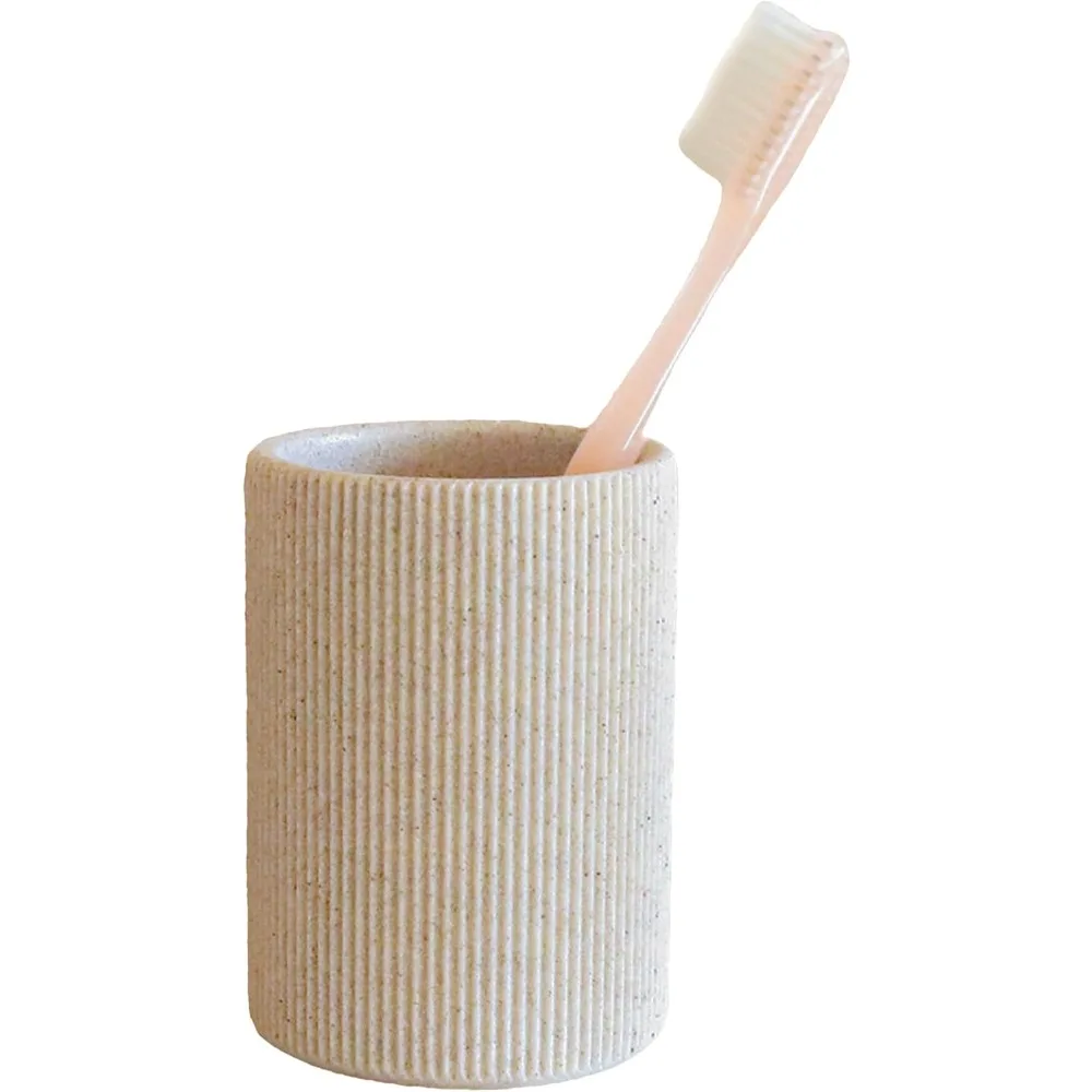 

Маленький песочно-бежевый держатель для зубных щеток для столешницы в ванной комнате, современный стиль фермерского дома в стиле бохо, многоцелевой органайзер, нержавеющий Unb