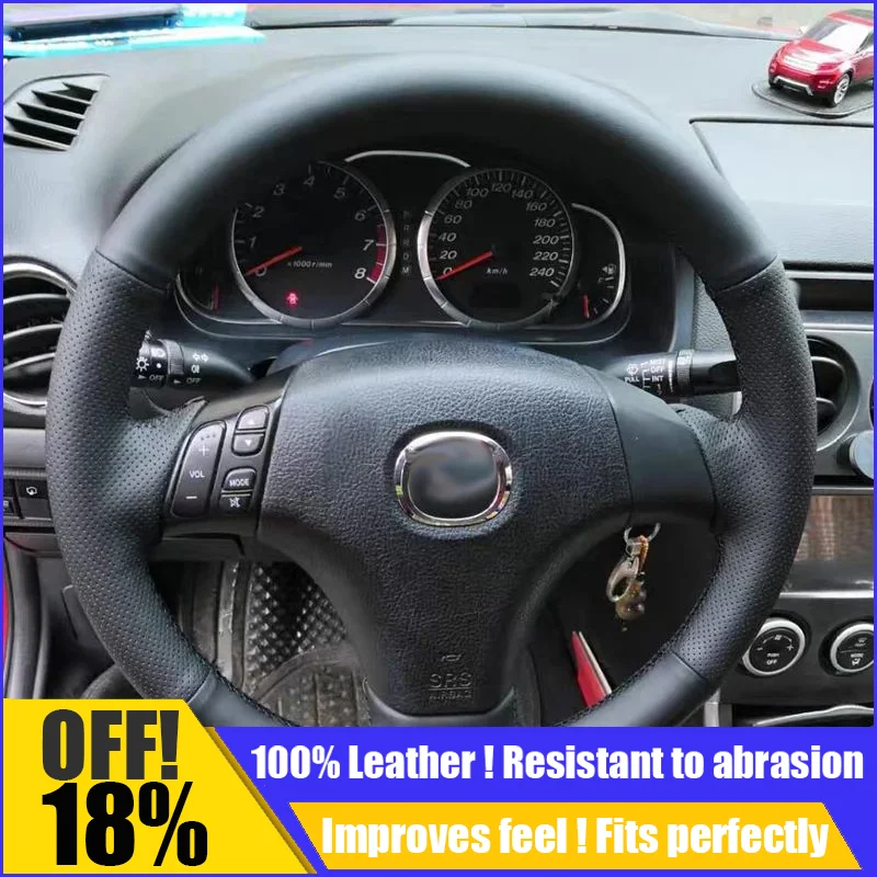 

Leather Car Steering Wheel Cover Fit For Mazda 3 Mazda 5 Mazda 6 Pentium B70 Hand Sewing Custom Diy Auto Car Accessories