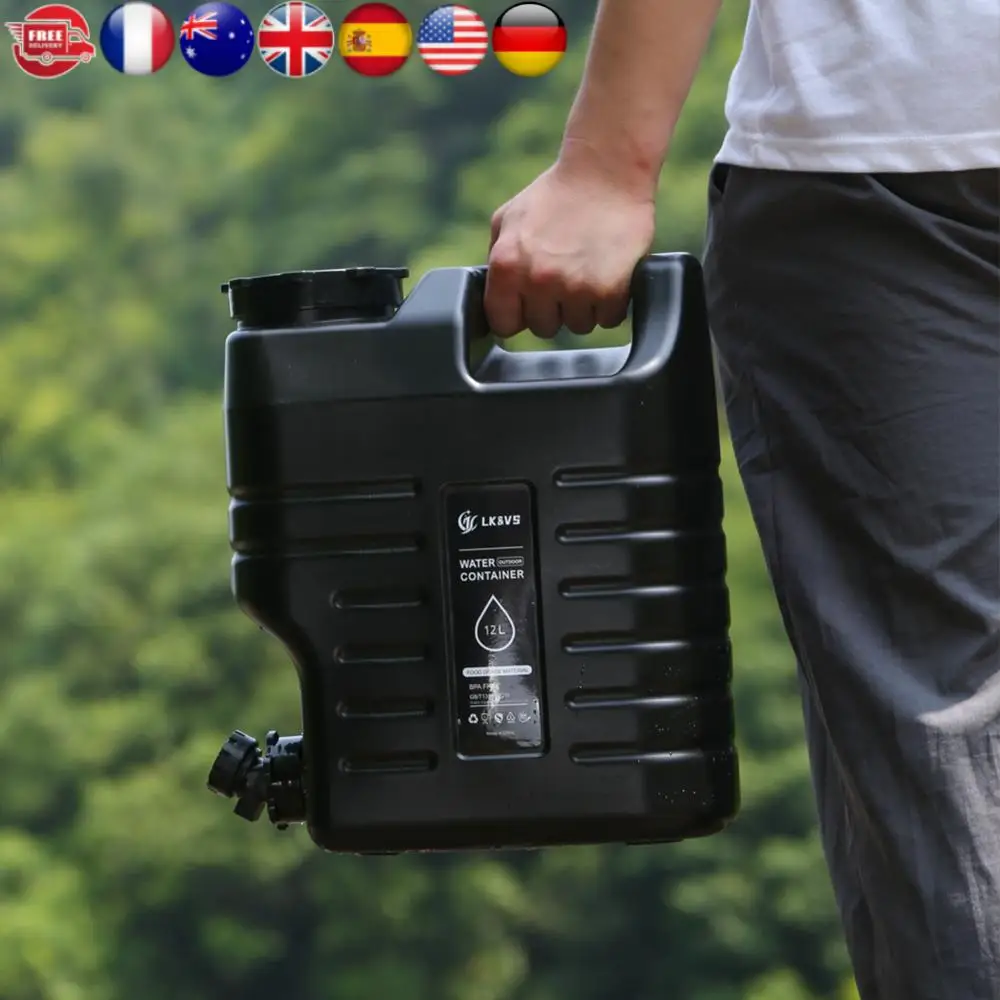 خزان مياه محمول سعة 12 لتر مع صنبور دلو لمياه الشرب، حامل موزع مياه بسعة كبيرة للتخييم في السيارة #1