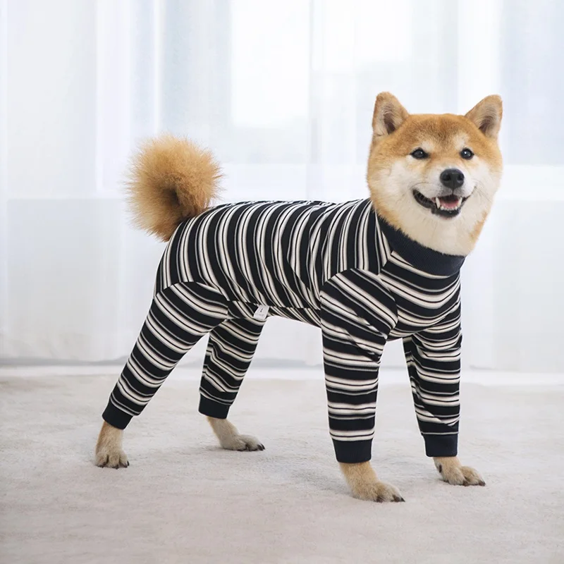 

Dog clothes big dog jumpsuit overalls, four legged clothes small and medium-sized dog home clothes long sleeved pet clothing ﻿