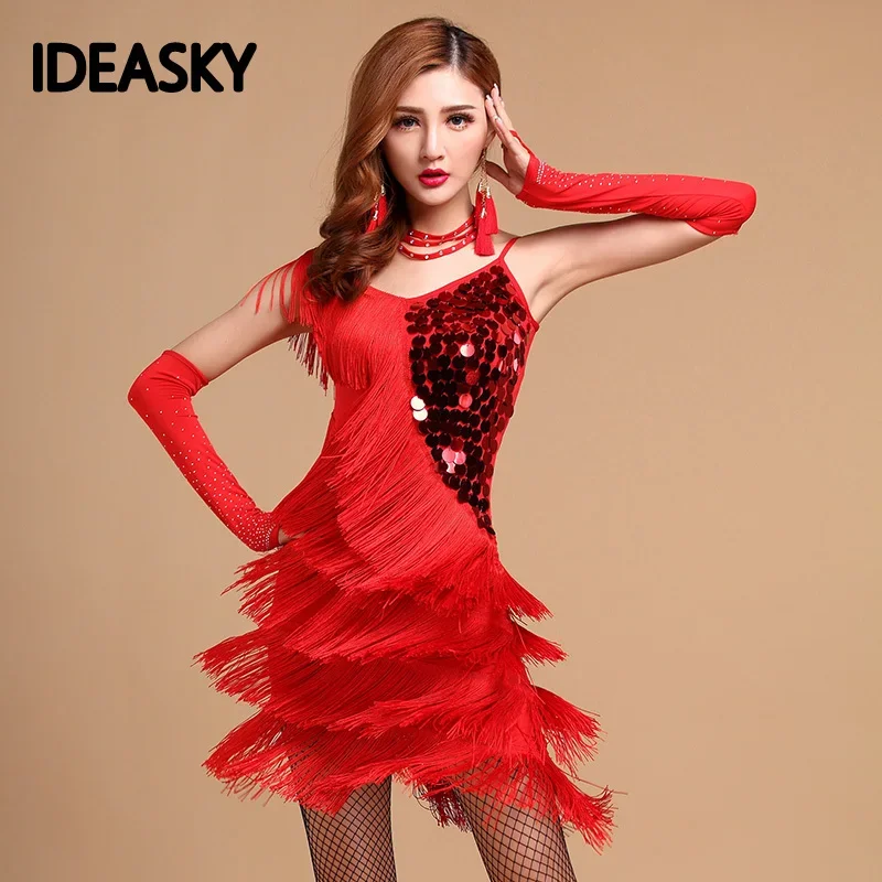 latin skirt woman skirts dance tassel for women ballroom lady clothes tango dresses adult sexy short competition salsa costume O