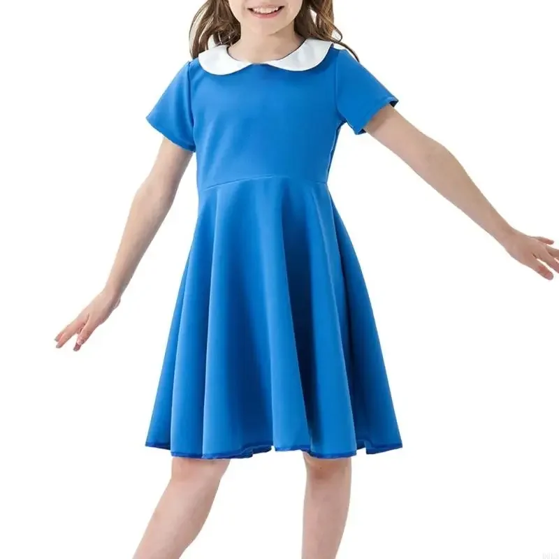 D0LA الأنيق الأكمام القصيرة فستان الصلبة لفتاة مريحة ونسيج تنفس