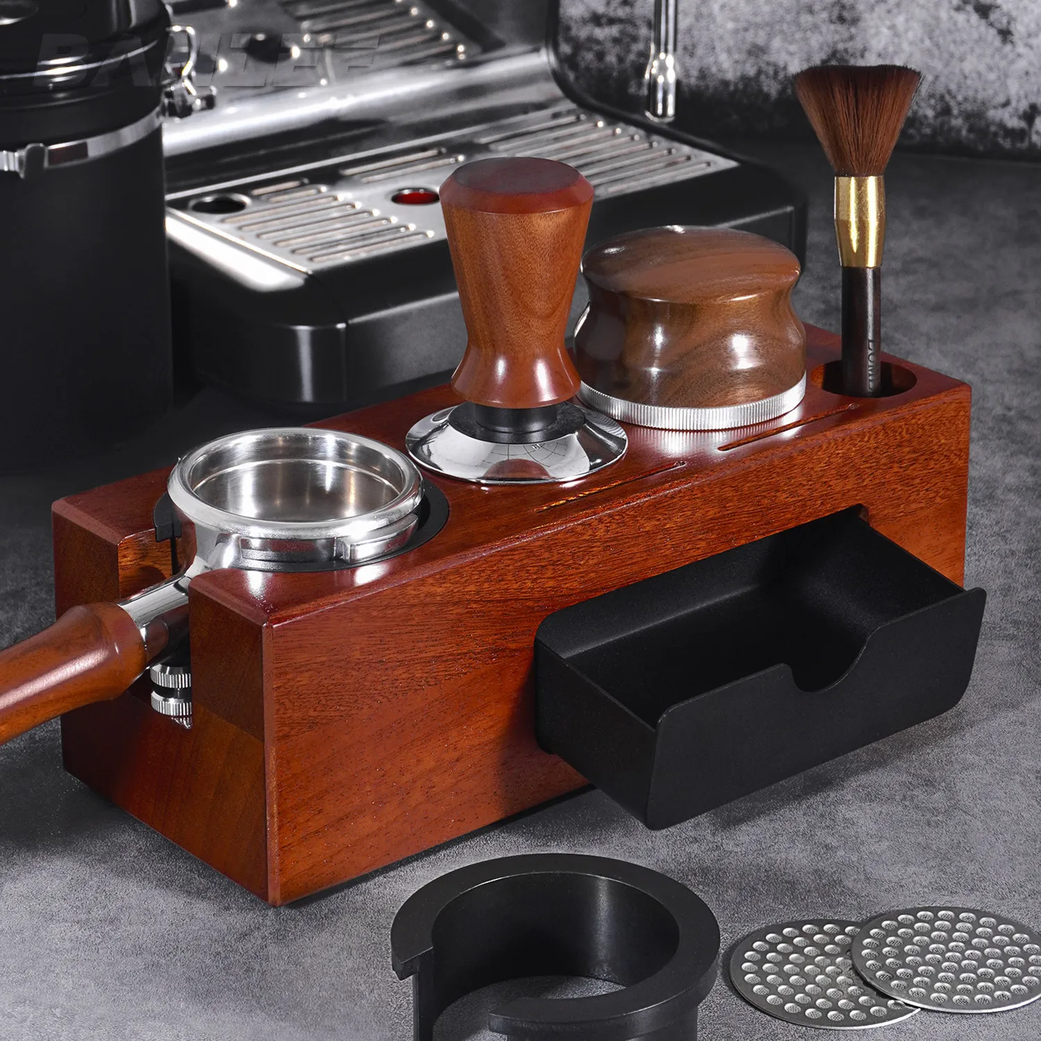 LMM solid wood powder press base cloth powder press base 51/54/58 mm handle bracket storage ******iversal