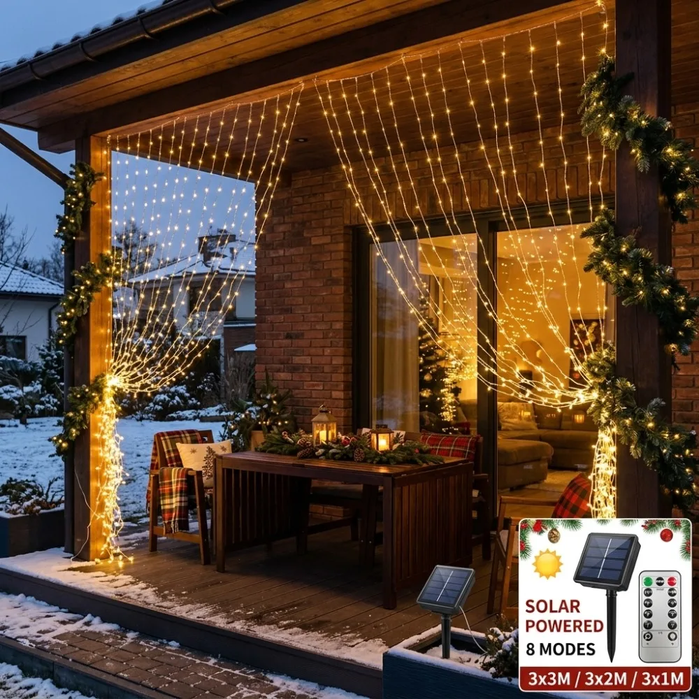 Battery Operated Fairy Curtain Lights Remote 3 Colors Warm White for Christmas Wedding Bedroom Festive Home Window Balcony Decor