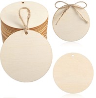 Large Unfinished Blank Natural Round Wooden Circles Tags Slices Ornaments Hanging Pendants For Christmas Decorations DIY Crafts