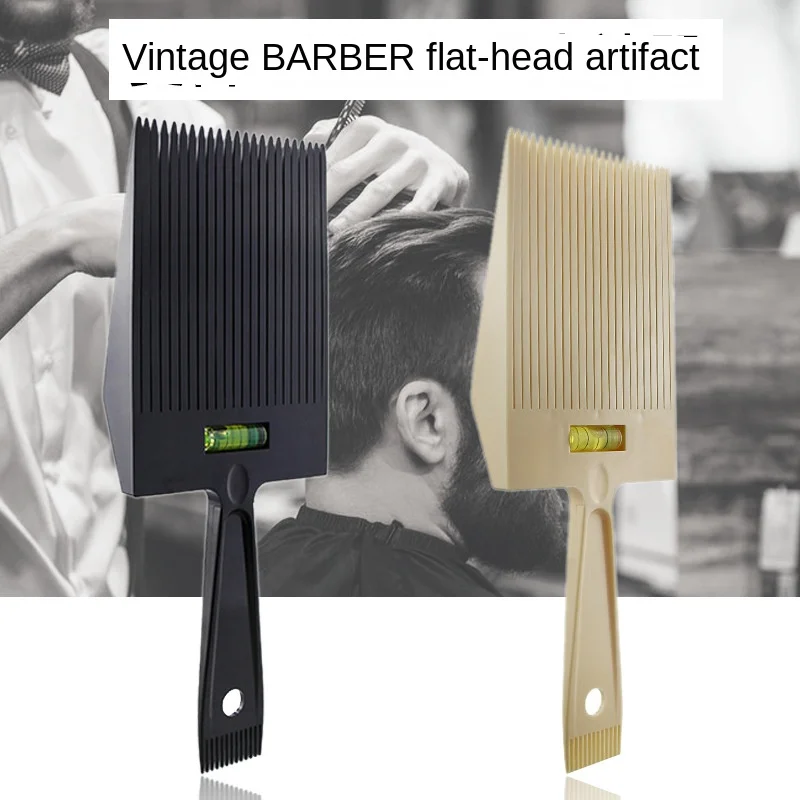 Professional Men Flat Top Comb Haircut Dual-Ended Barber Clipper Flat Head Hair Cutting Comb with Level Bubble