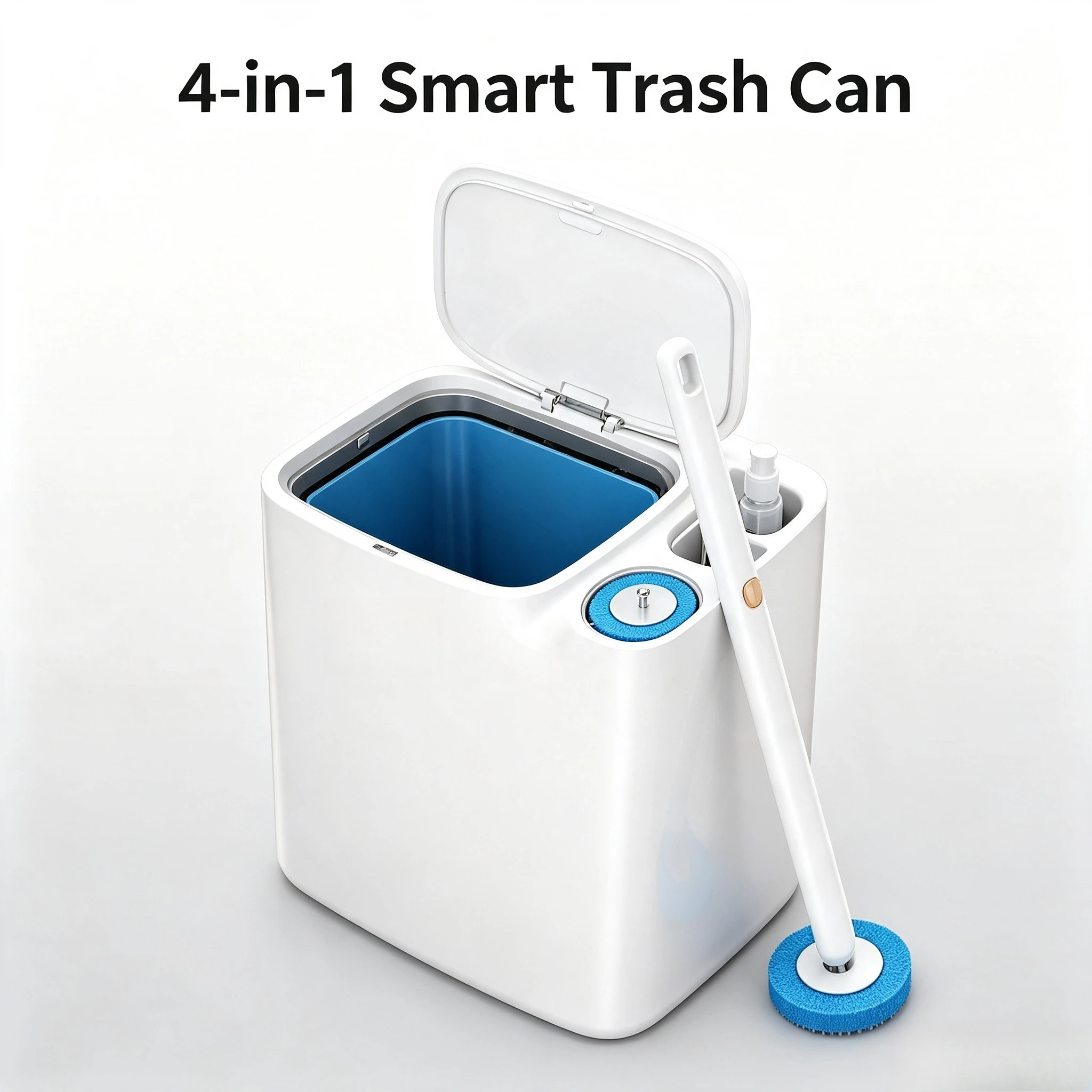 Household Bathroom Trash Can with Lid, Integrated Waste Paper Bin & Toilet Brush Set,Large Capacity Waterproof Bathroom Garbage