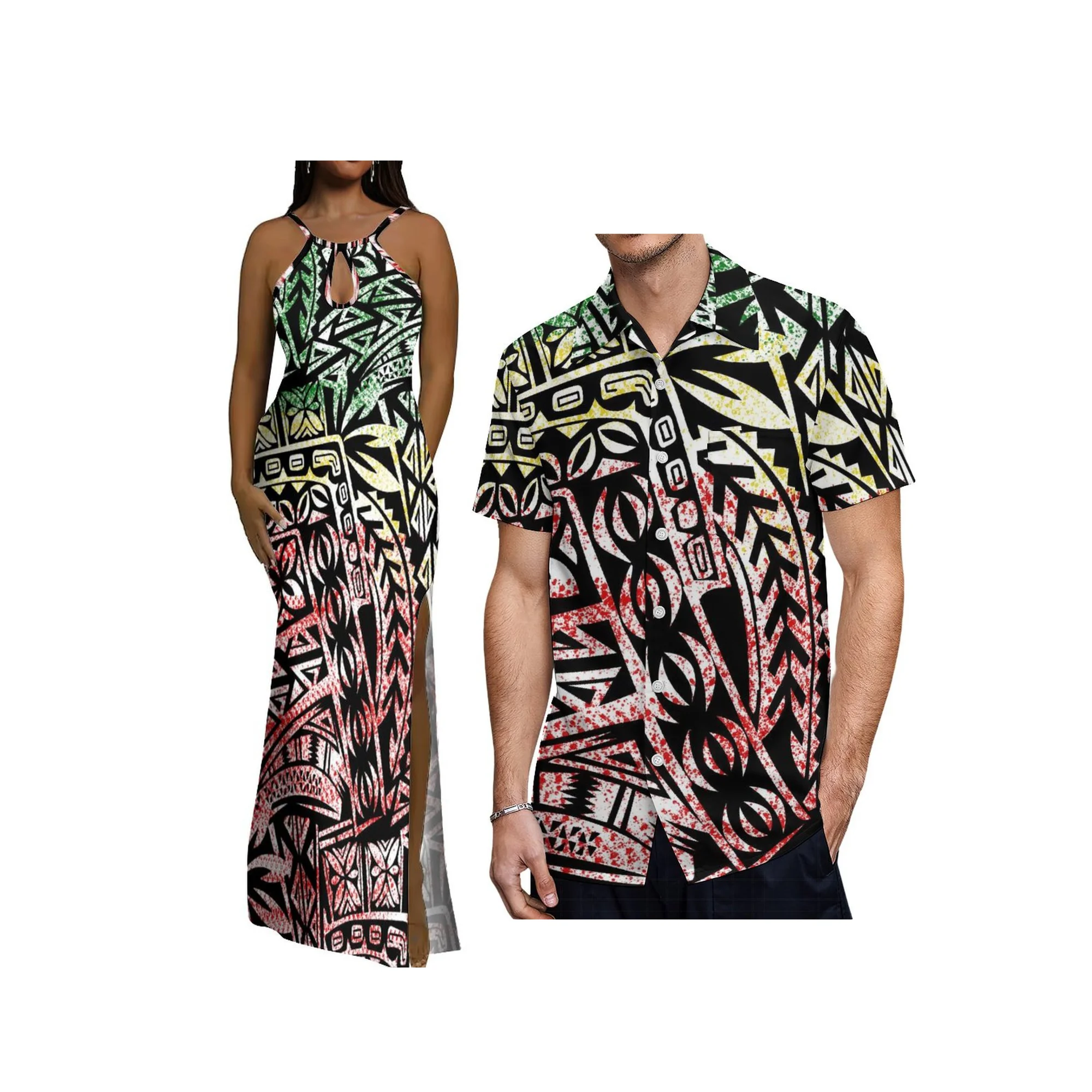 Summer Sleeveless Sling Strap Dress Samoan Island Design Evening Dress Custom Women Maxi Slit Gowns Tonga Polynesian Dress - view 4