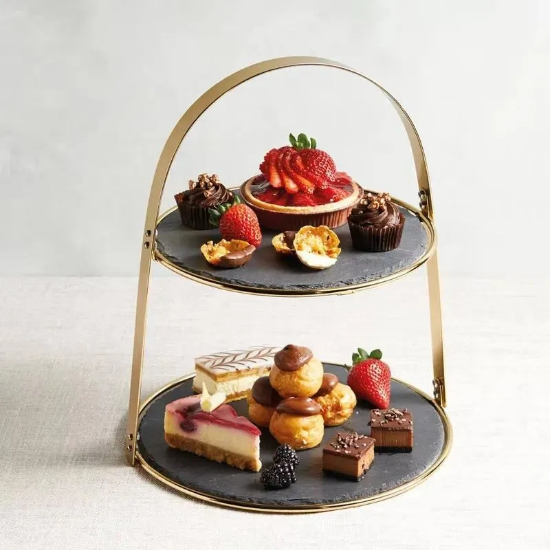 European Style Dessert Table Ornaments Wedding Display Racks Pastry Trays Coffee Break Cake Stands Slate Cake Holders