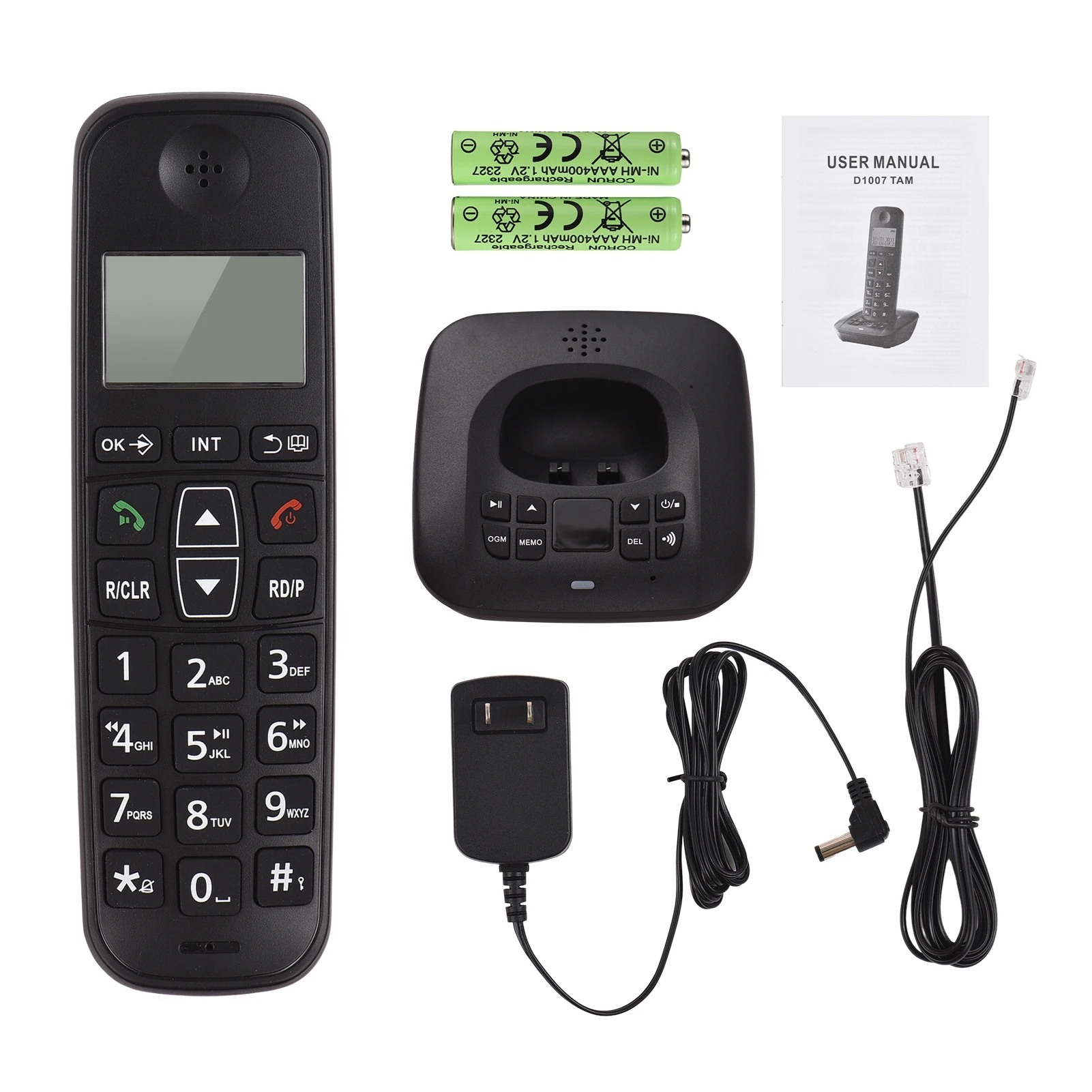 Cordless Telephone with Telephone Answering Machine 3 Lines LCD Caller ID Support Up to 5 Handsets Connection 50 Book Memories