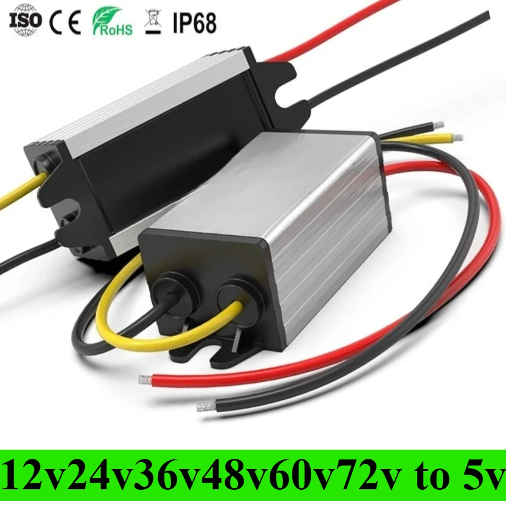 

12V24V36v48v60v72v to 5V 3A 5A step-down module power converter voltage regulator 15W car LED power supply Waterproof Efficient