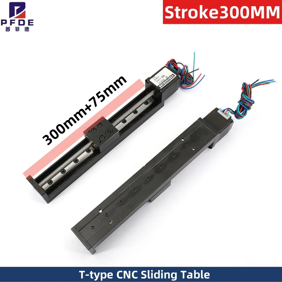 Stroke300MM  T-type CNC Sliding Table Rail Linear Stage Transport Guide Platform Stepper Motor all-in-one Drive Kit