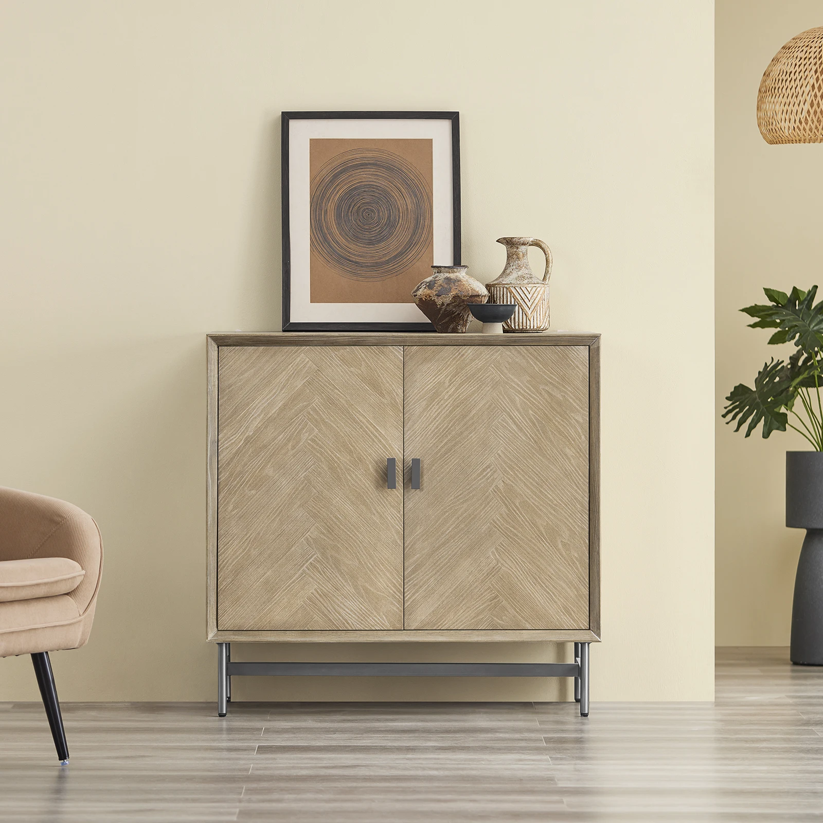 SoBuy HFSB06-N Credenza Comò Armadio da cucina Anti-inclinazione e smorzamento porta silenziosa Per corridoio soggiorno cucina 90x40,5x86,7 cm