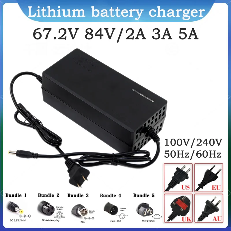 New 60V 72V 2A 3A 5A Lithium ion Charger 16S 20S 84V Battery Pack Intelligent Protection AC110-220W 50/60Hz Charger