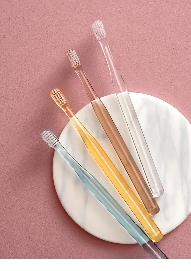 High-quality Crystal Toothbrush with Soft Bristles for Adults, Home, and Students, 4-pack