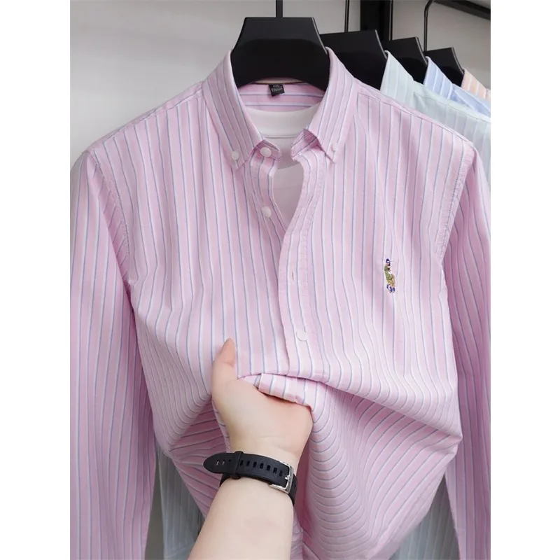 

Men's Vertical Stripe Business Casual Shirt, Soft Breathable Fabric, Long Sleeve Button Down for Office and Daily Wear