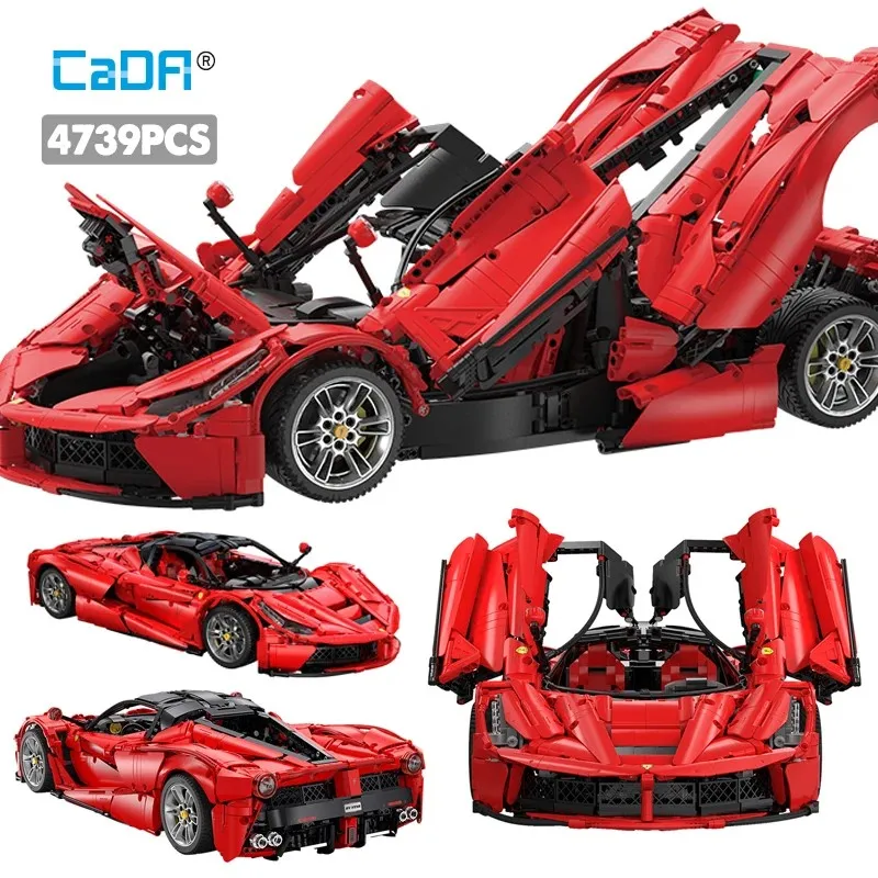 Cada C61505 MOC Technical Red Super City Racing Car Hypercar Model Building Blocks Educational Puzzle Toy Christmas Gift For Kid