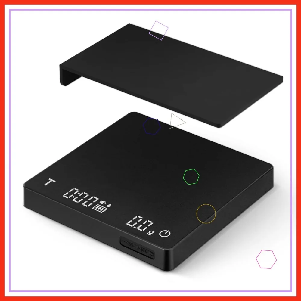 

Мини-перезаряжаемые весы для кофе с таймером, точность 2 кг/0,1 г для эспрессо и наливания, портативные цифровые кухонные весы черного цвета