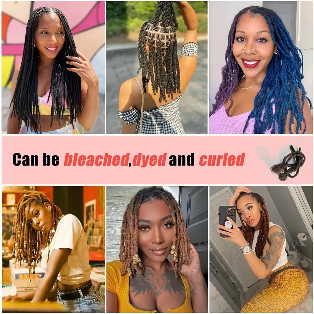 0,6 cm Echthaar-Dreadlock-Extensions 4-18 Zoll 30 Stränge Vollständig Handgefertigte Locs Weiches Natürliches Haar für Männer und Frauen – Detail 6
