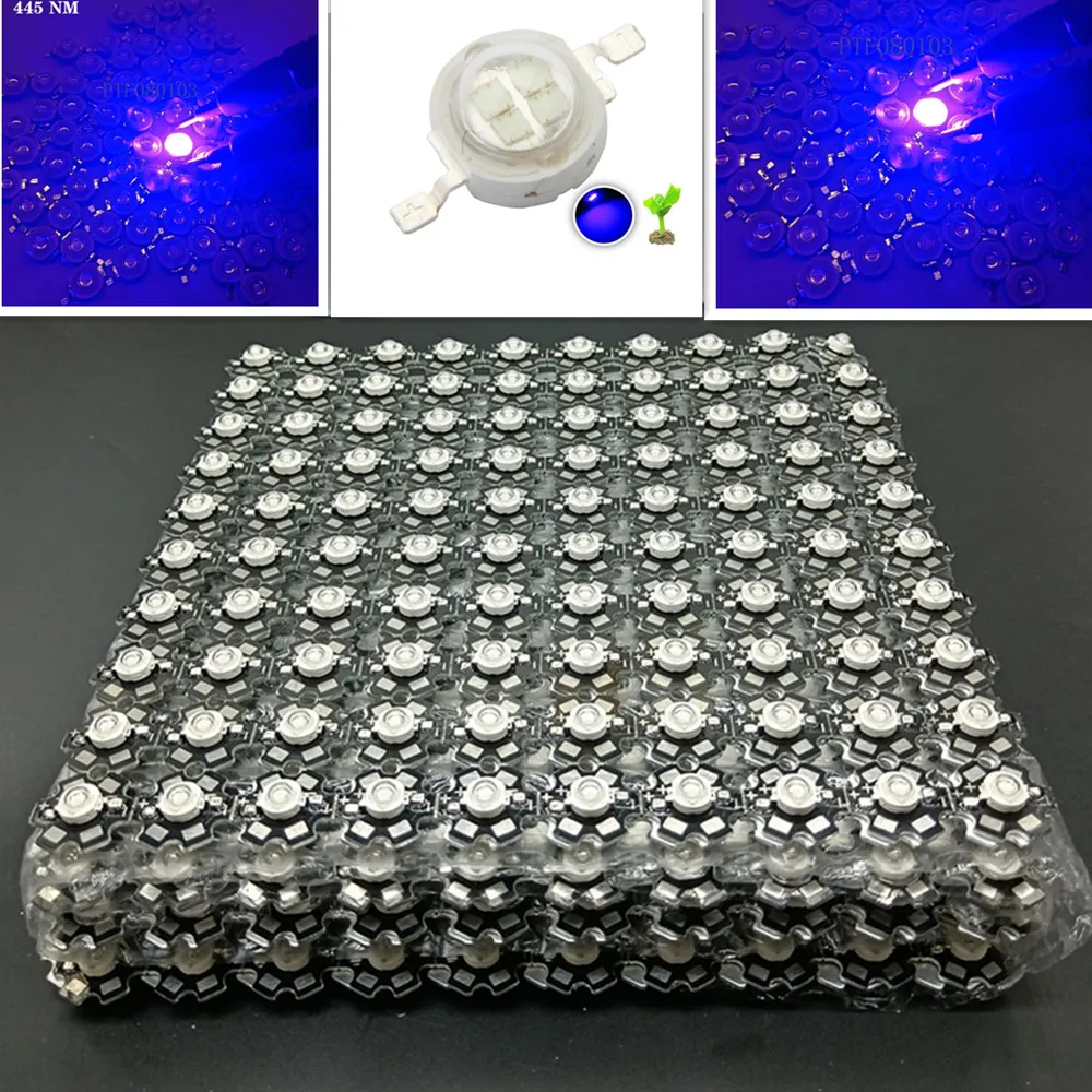 

1000pcs 1W 3W High Power LED Chip Lamp Bulbs SMD COB Diodes LED With 20mm Star Pcb Blue 445nm Grow Light Beads