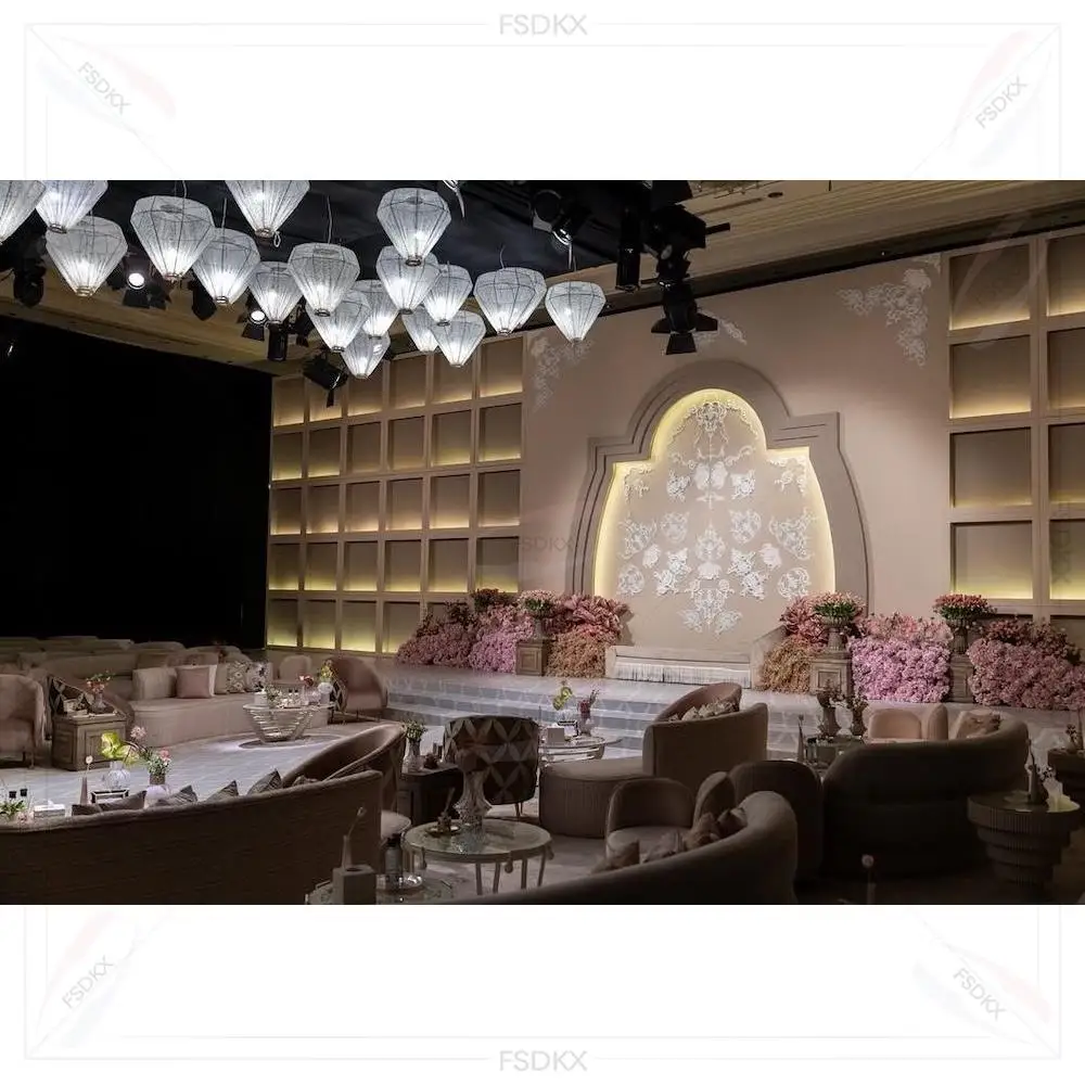 

Factory Direct Wedding Stage White Pvc Acrylic Backdrop Arch Wall With Light for Event Stage