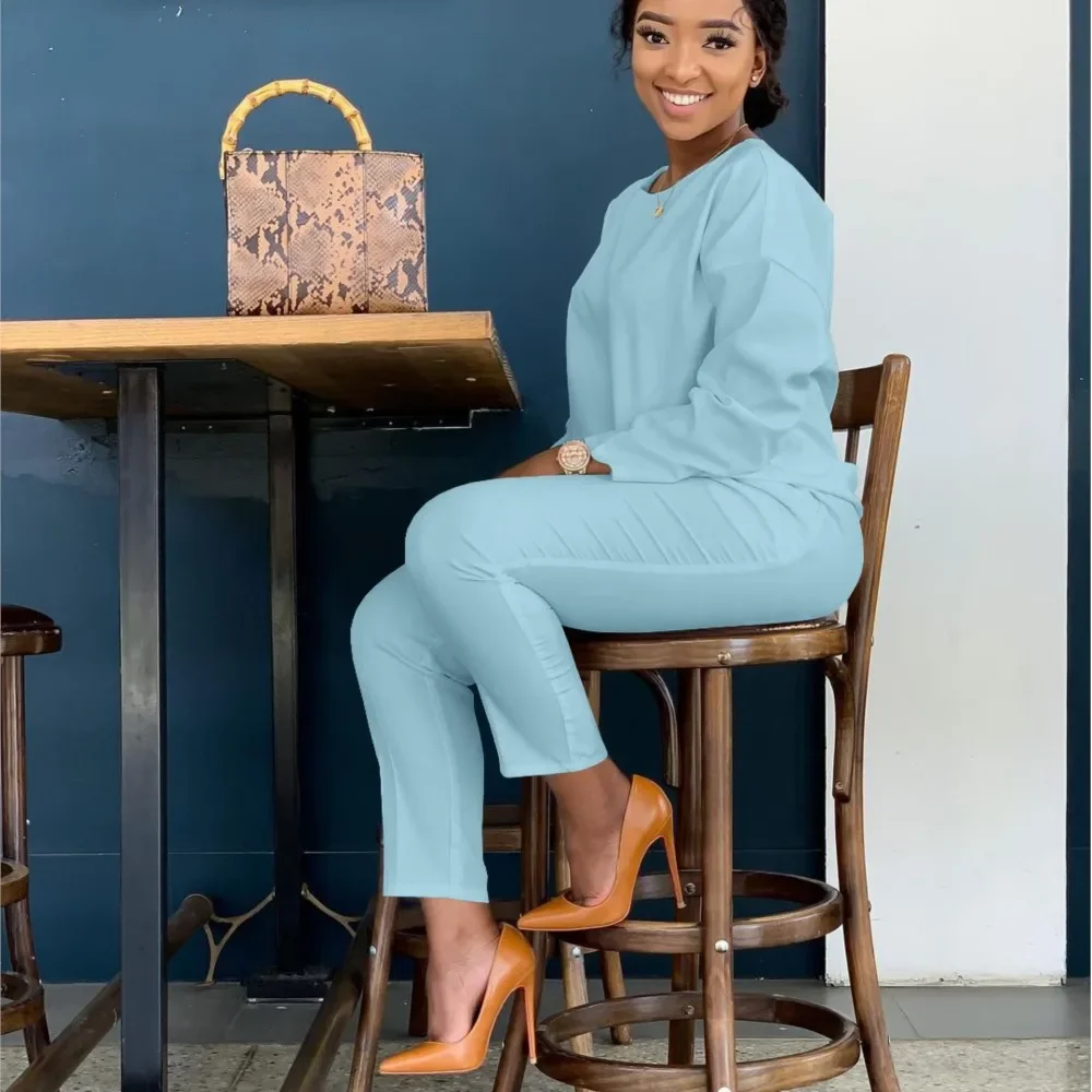 

CPSYMYM Solid Color Casual O Neck Hoodie Women's Pants Suit Autumn And Winter New Simple Elegant Pants Pocket Female Office 2 Pi