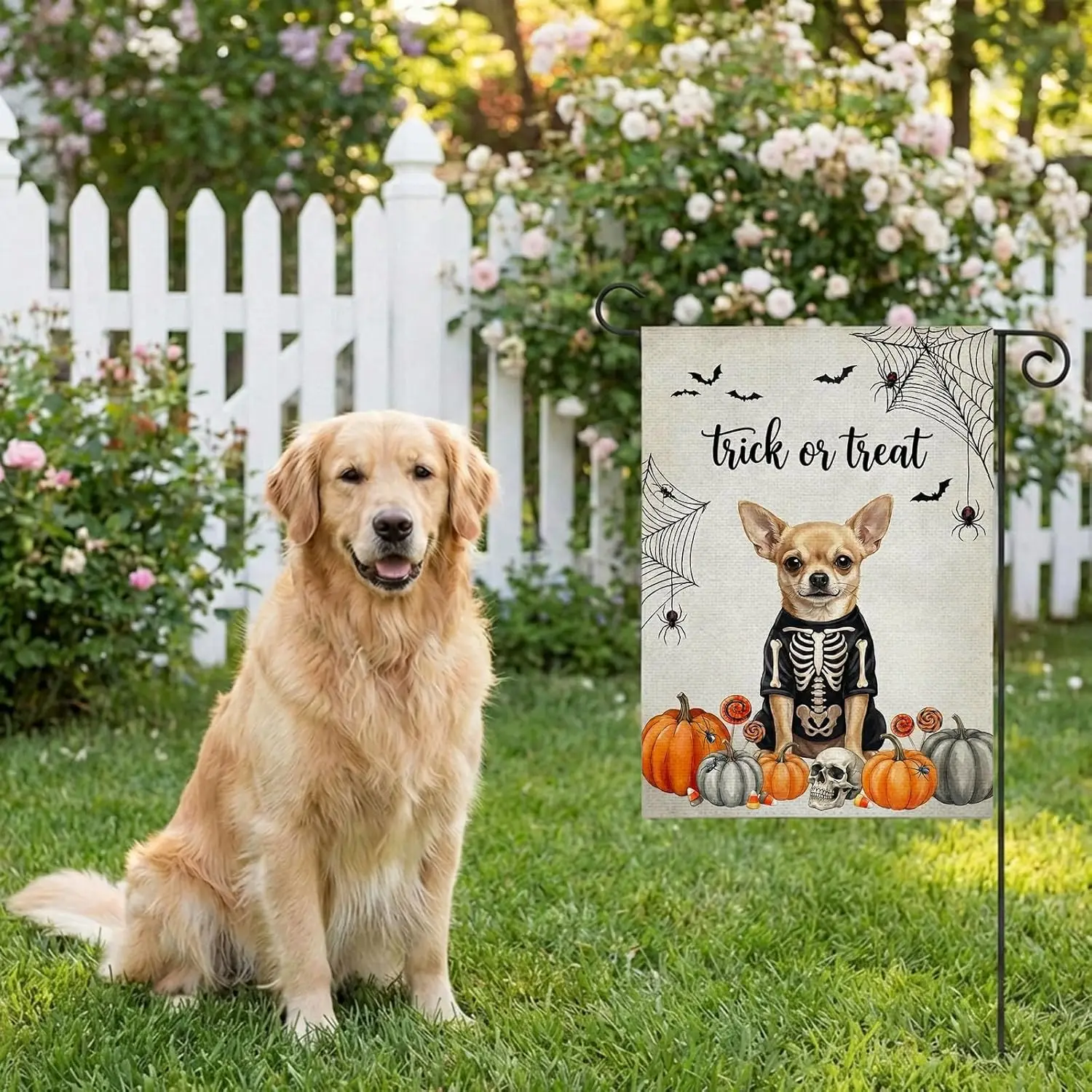 Chihuahua Garden Flag for Dog Lover,Halloween Garden Decor | 12x18in,Double Side PPZ