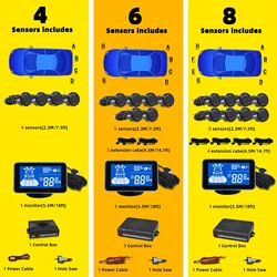 Rear Parktronic Reverse 4 6 8 Parking Sensor Kit  Backup Radar  Front and Rear Assist Monitor Detector SystemAuto Blind