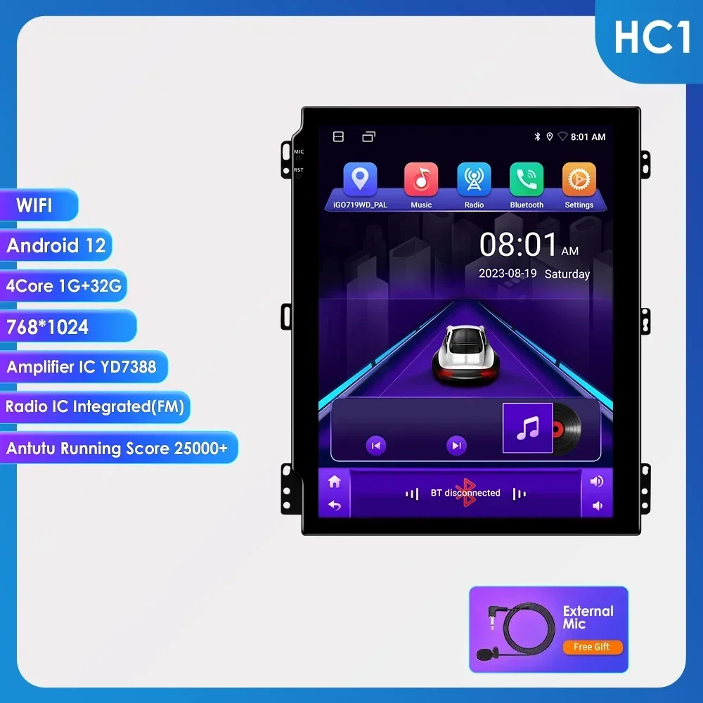 Hizpo 2Din 9-Zoll Universal Android Autoradio Intelligenter Multimedia-Player Drahtloses CarPlay RDS DSP GPS-Navigation 4G WiFi Bluetooth UIS7862 Snapdragon 6115 Headunit