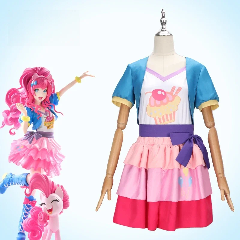 Pinkie Pie Cosplay Costume Anime Little Pony Twilight Sparkle Cos Princess Skirt Uniform Suit Outfit Halloween Christmas Party