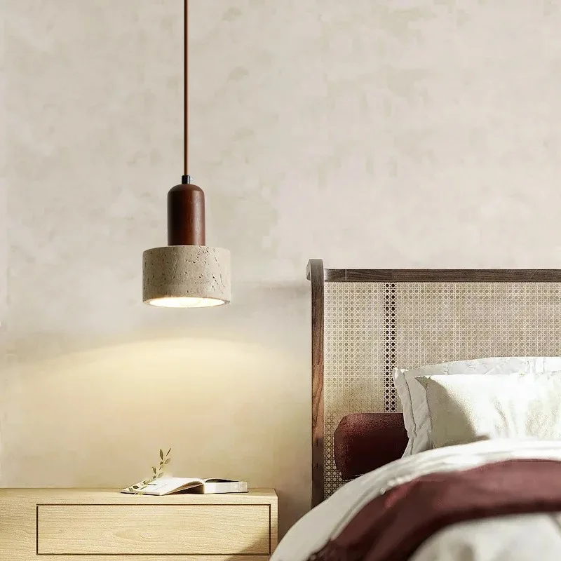 

Art bedroom bedside chandelier, creative cream wind chandelier
