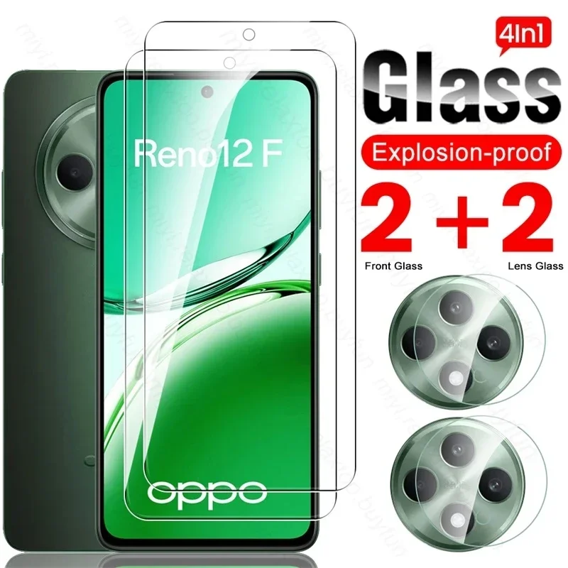 Reno12F 4/5G Glass 4To1 Tempered Glass Screen Protectors for Oppo Reno12 F 4G 5G Protective Glass on Opo Reno 12F 12 F S FS F12