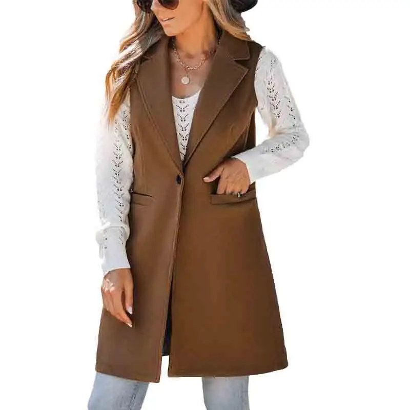 

European American Style Autumn New Arrival Casual Japanese Leisure Striped Linen Velvet Tank Tops Coat