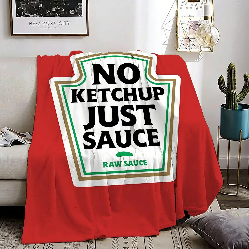 Funny Ketchup Label Throw Lightweight 240g Flannel Blanket Soft Skin-friendly for Summer Cooling