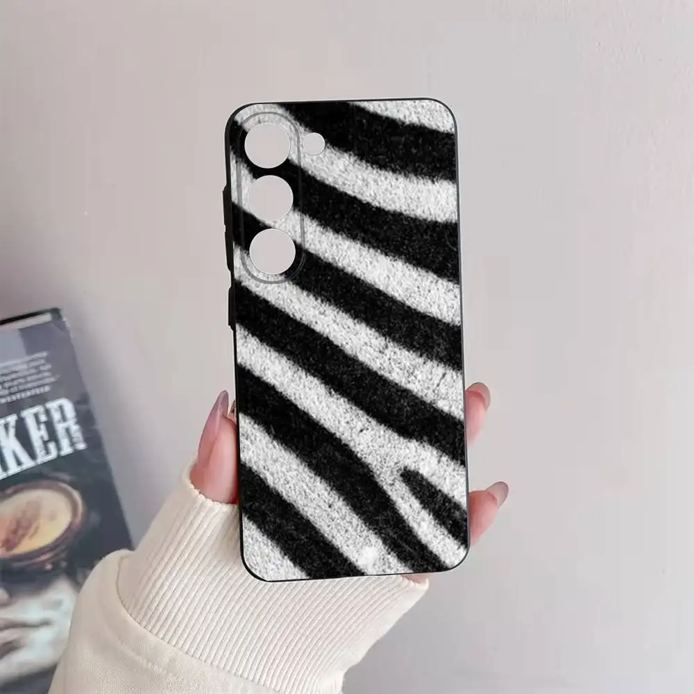 Custodia per telefono Zebra Skin per Samsung Galaxy A73,72,51,53,52,71,22,5G,Nota,J7,8,9 Cover morbida nera