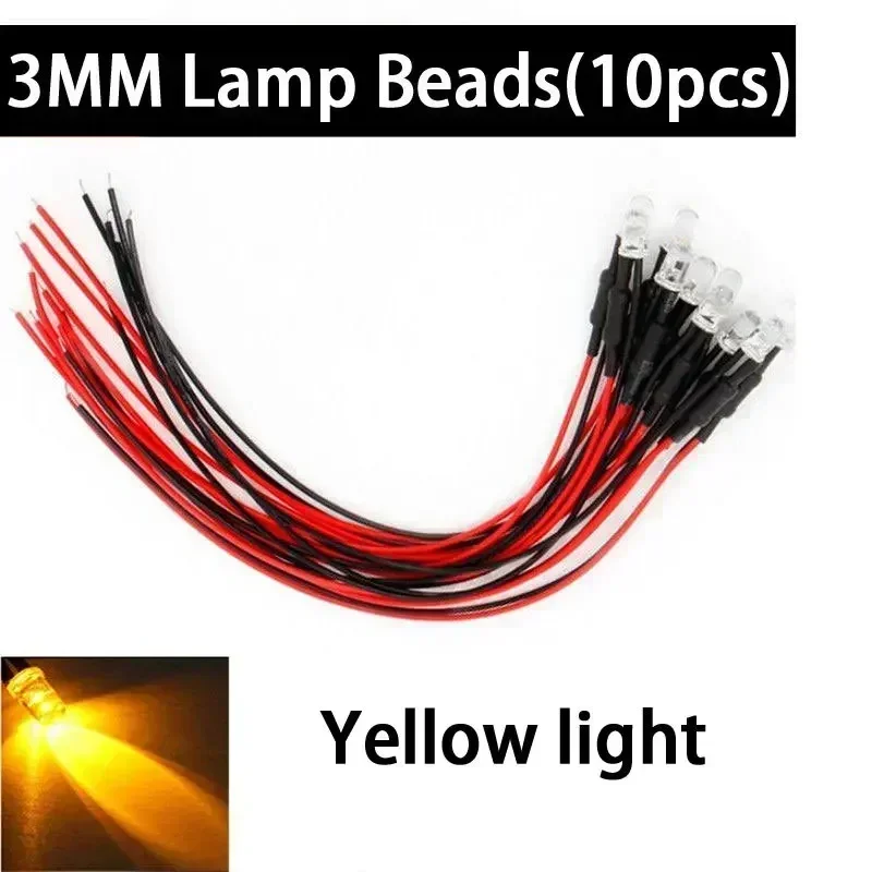 10 Uds 3/5mm 3V-12V RC modelo camión cuentas de luz LED faros nocturnos para 1/10 RC Crawler Trxs TRX4 G63 AXIAL SCX10 D90 D110