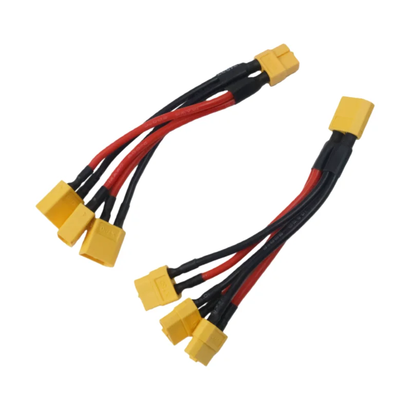 XT60 Parallel Battery Connector Male/Female Cable Dual Extension Y Splitter 3-Way 10cm 14AWG Silicone Wire for RC Battery Motor