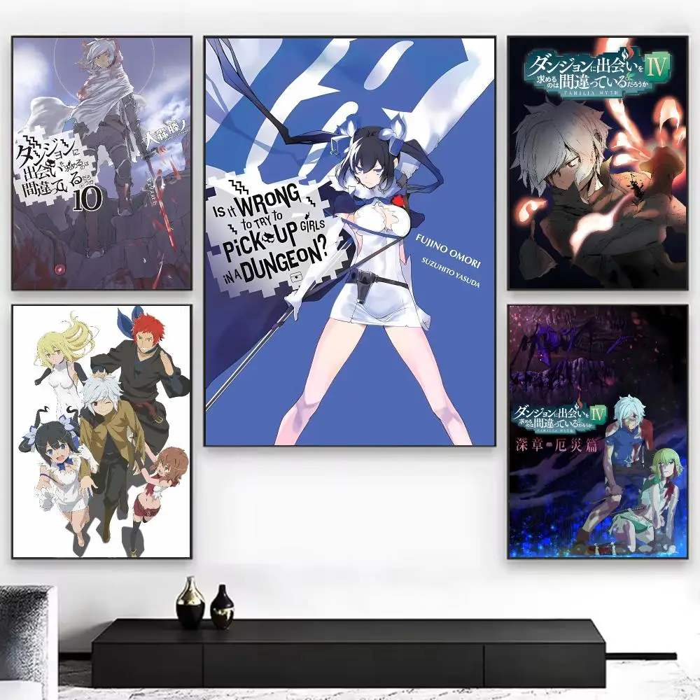Fantasy Anime I-is It Wrong to Try to Pick Up Girls in a Dungeon Battle Chronicle Poster Chic Aesthetic Self-Stick Wall Poster