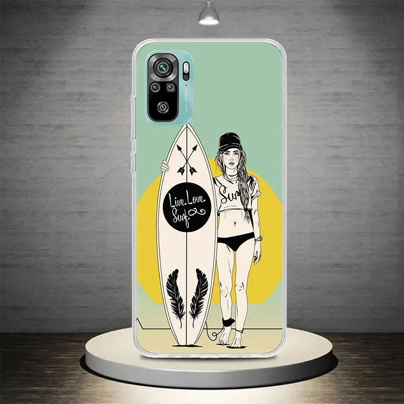 Surf Board Aesthetic Phone Case Coque For Xiaomi Redmi Note 13 12S 12 11 11S 11T 11E 10 Pro Plus 10S 9 9S 9T 8 8T Global 7 Cover