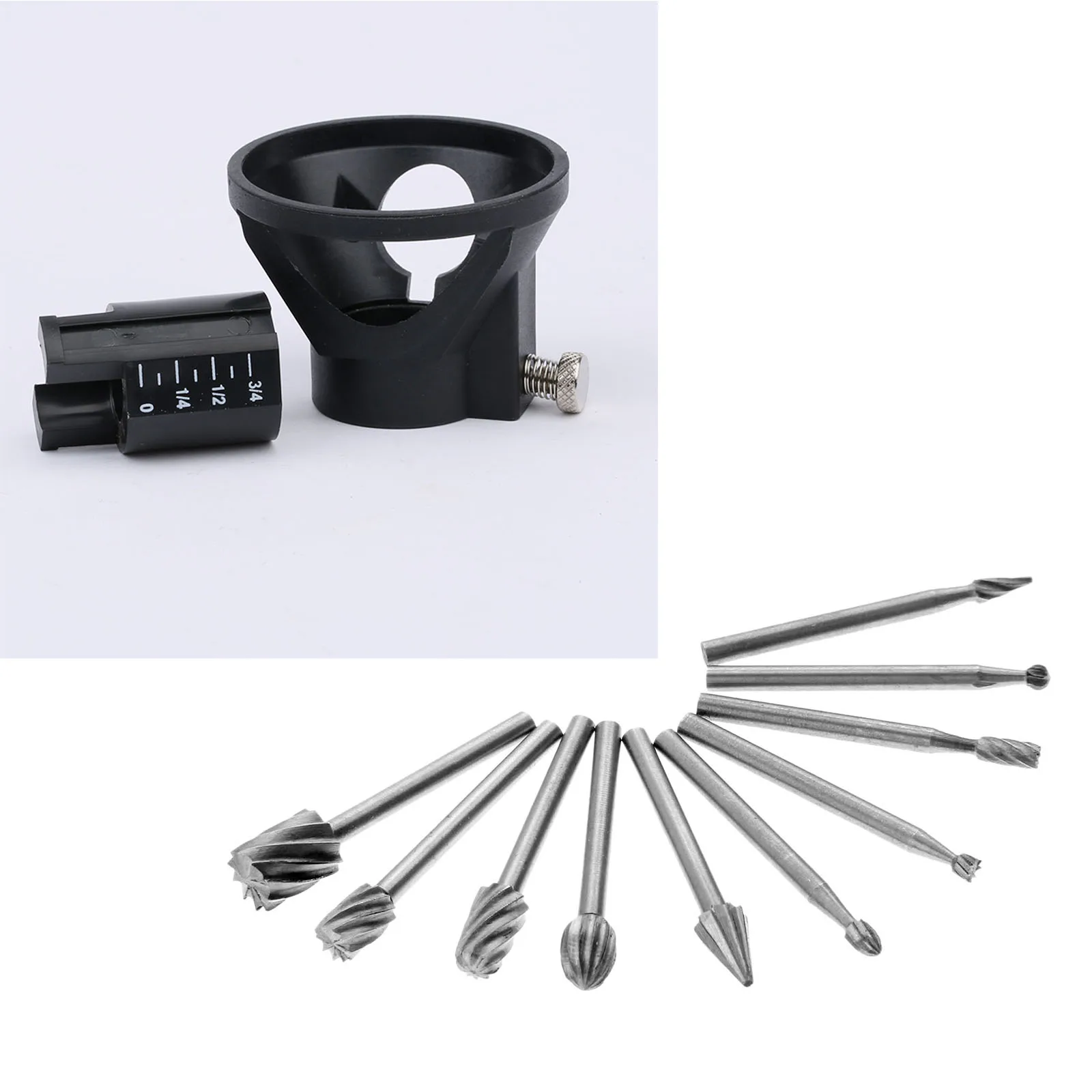 11Pcs/kit HSS Routing Router Grinding Bits Wood Milling Burrs Cutter Rotary File+Drill Dedicated Locator Horn fit Dremel Rotary