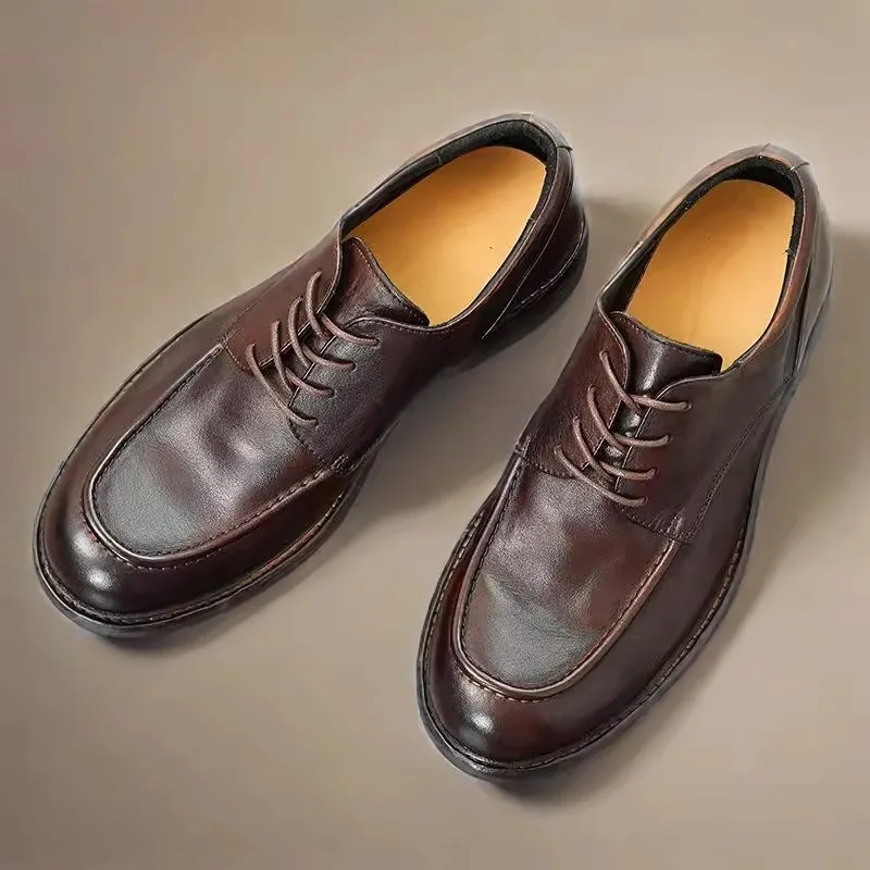

Handmade Men's Business Leather Shoes Breathable Formal Derby Genuine Leather Commuting Casual Work Office Male Youth Wedding