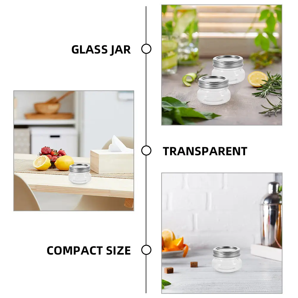 

Набор из 2 герметичных стеклянных банок: маленькие контейнеры для джема, меда, специй, широкие емкости для хранения продуктов