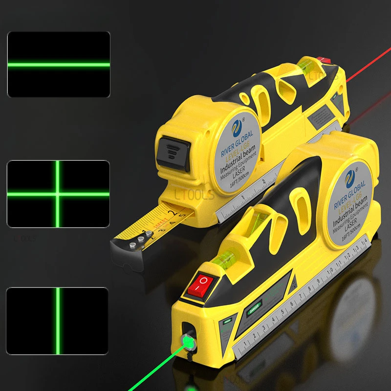 

Точный лазерный уровень 4 в 1 Строительная конструкция горизонтальная Лазерная линейка Вертикальный лазерный уровень измерительная декорация измерительная линейка