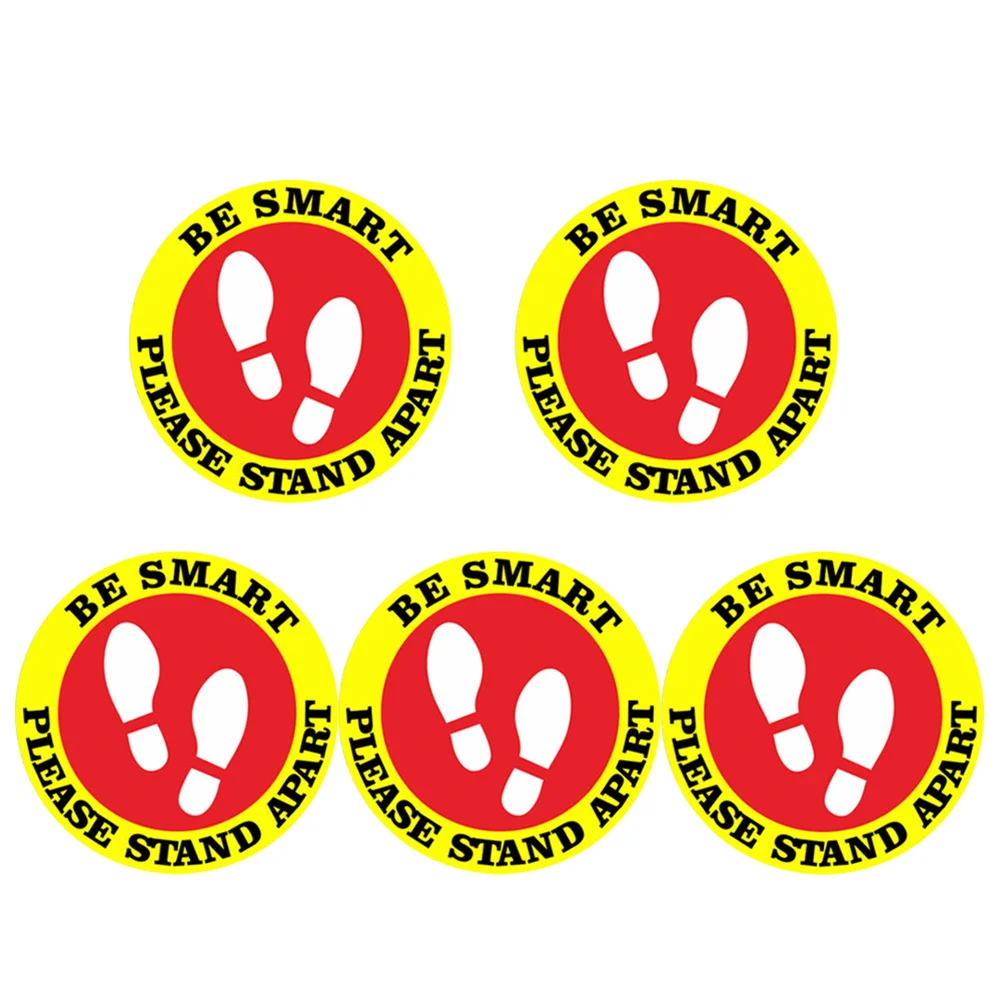 

5 Sheets Prevention Keeping Distance PVC Sticker Self-Adhesive Decals School Mall Toilet Public Places Keeping Distance Sticker