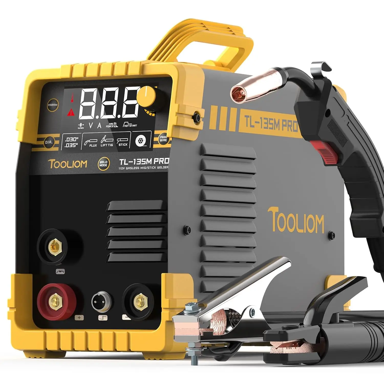 TOOLIOM Aluminum MIG Welder with Pulse 250A 110V/220V Dual Voltage 4 in 1 Multifunctional Welding Machine Gas