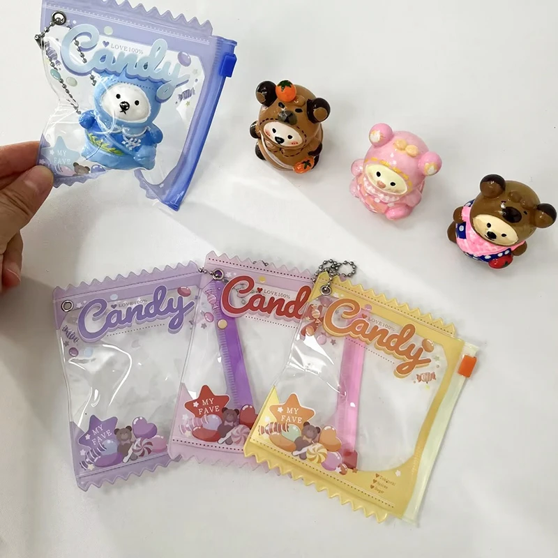 5PCS Kpop Photocard Holder Packaging Supplies Transparent Pvc Candy Bag Clear Doll Storage Bags Hanging Keychain Decor