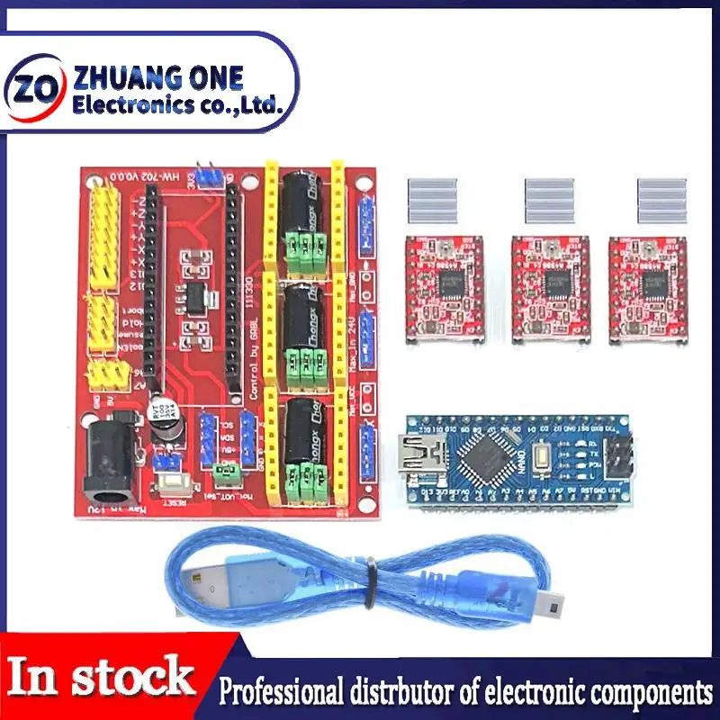 CNC Shield V4 macchina per incidere stampante 3D + Nano 3.0 con cavo USB + 3 pezzi A4988 / DRV8825 Reprap driver passo-passo Set per Arduino