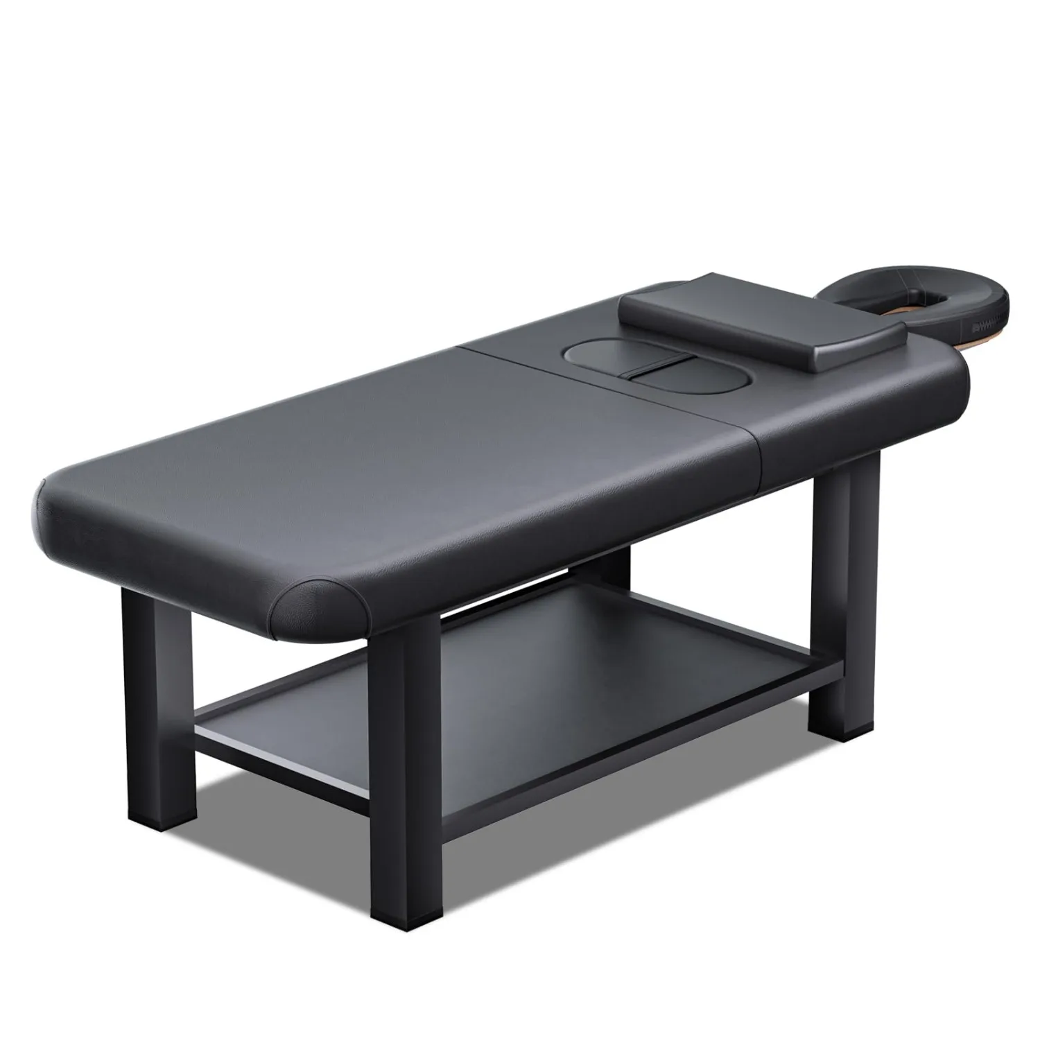 Stationary Massage Table with Memory Foam, Massage TattooTable with Adjustable Height, Facial Bed for Esthetician, PU