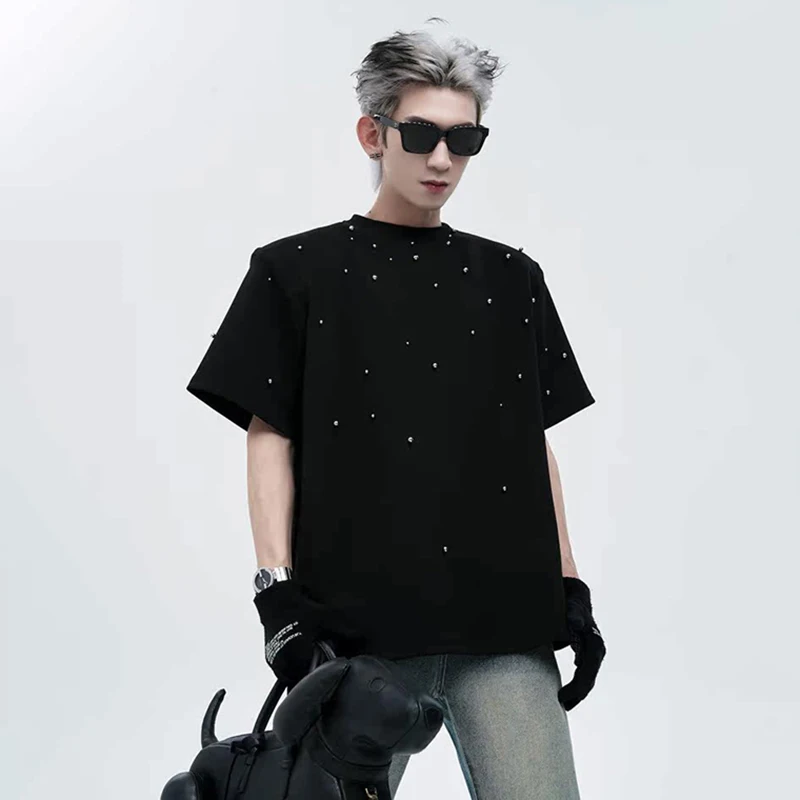 LUZHEN Pad Decorate 2026 Patchwork Summer Shoulder Polka Dots Short Sleeve T-shirts Men's Fashion Handsome Loose Clothes JY8454