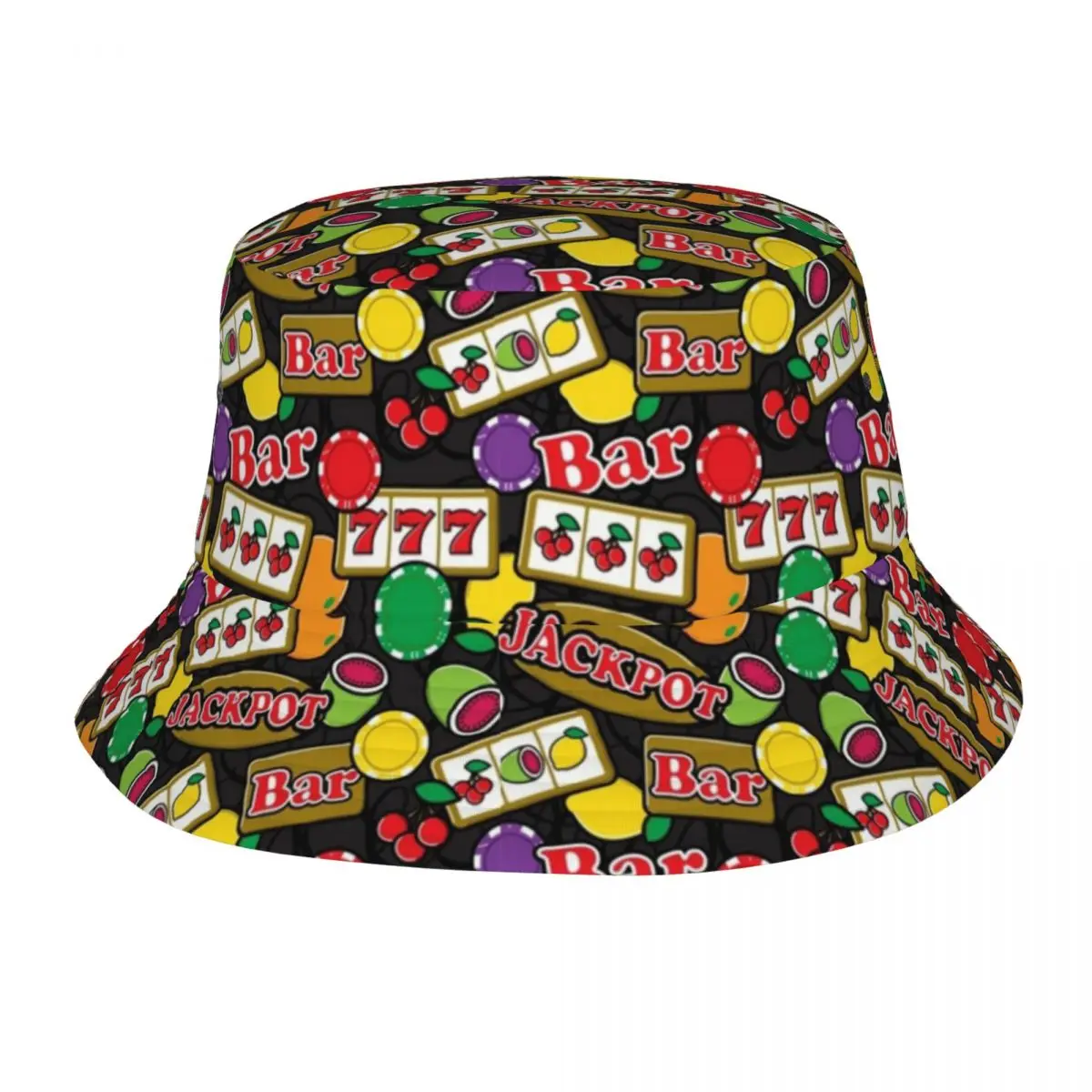 Casino Jackpot Lucky Slot Machine Fruit Slots Bucket Hats for Men Women Beach Sun Hat Stylish Packable for Outdoor Fisherman Cap